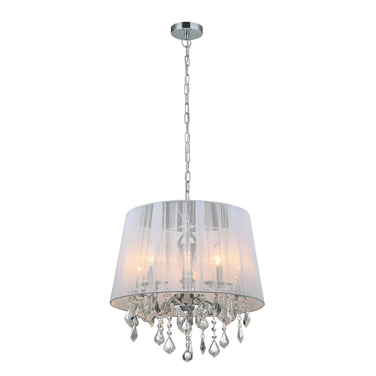 Cornelia, klasyczna lampa wisząca, chromowana, biała, E14, MDM-2572/5 W